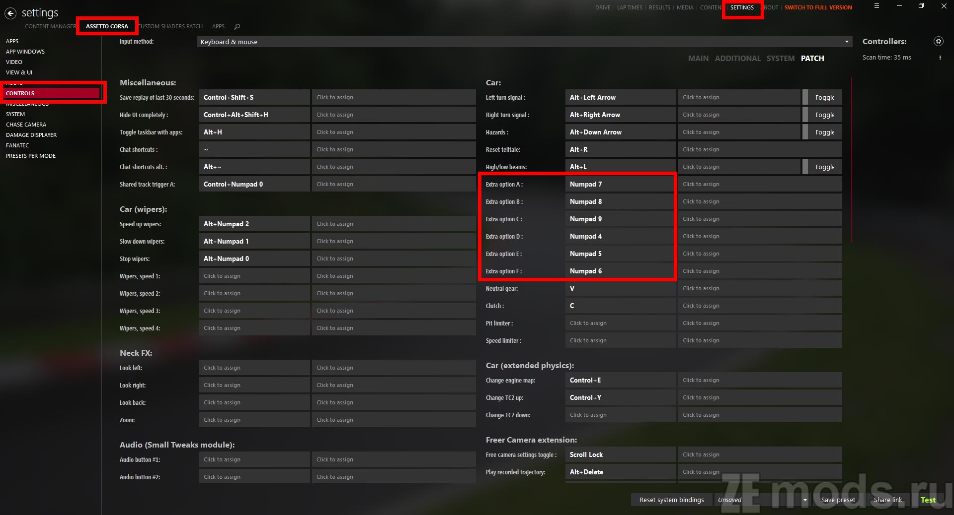 How to enable Extra in Assetto Corsa