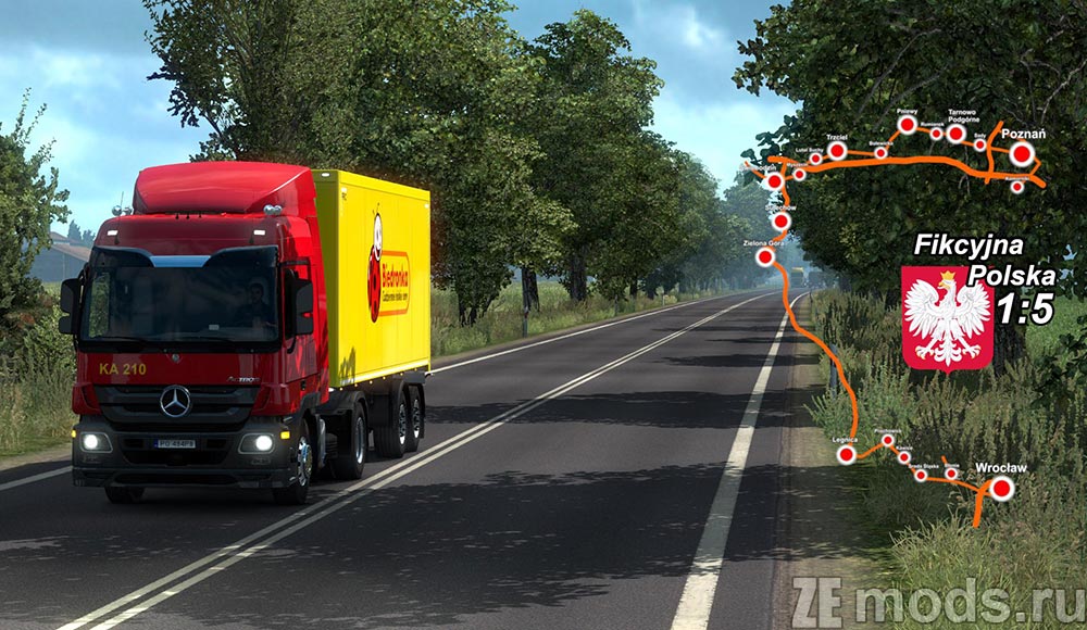 "Fictional Poland" map for Euro Truck Simulator 2 (1.45)