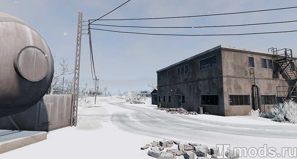 "Industrial Site Snowy" map mod for BeamNG.drive